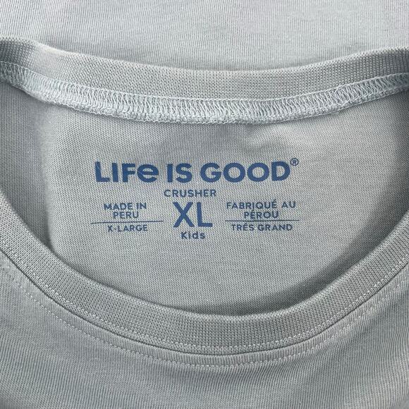 Life is Good Be Yourself Crewneck Graphic Tee Blue Junior Size XL - Picture 10 of 10